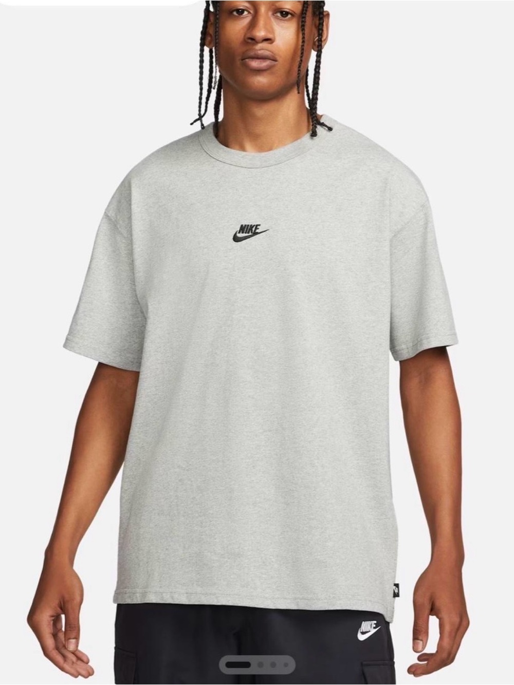 Nike Light Gray Short-Sleeve Tee with Black Swoosh